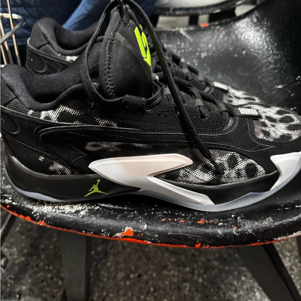 Jordan Black and Neon Green Athletic Shoes